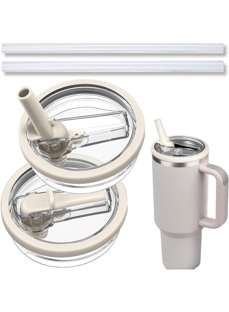 ستانلي غطاء كوب ستانلي سعة 1.2 لتر مزود بشفاطة علوية قلابة، مضاد للانسكاب متوافق مع ستانلي كوينشر وقابل لإعادة الاستخدام ومانع للتسرب كغطاء لاكسسوارات ستانلي، قطعتان - Image 1